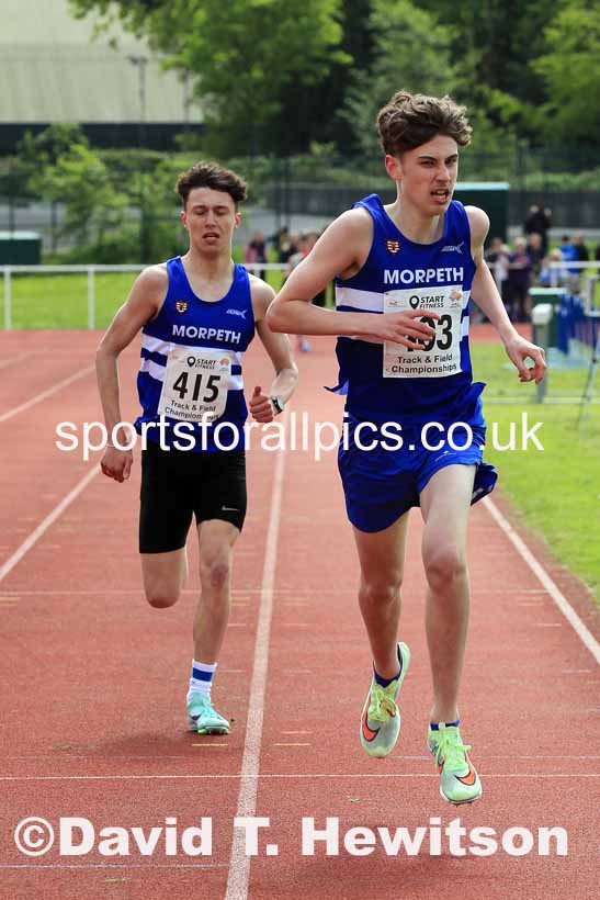 Mens Under-17s 1500 metres, 2023 North Eastern Track and Field Champs., Middlesbrough Sports Village, Middlesbrough. Photo: David T. Hewitson/Sports for All Pics